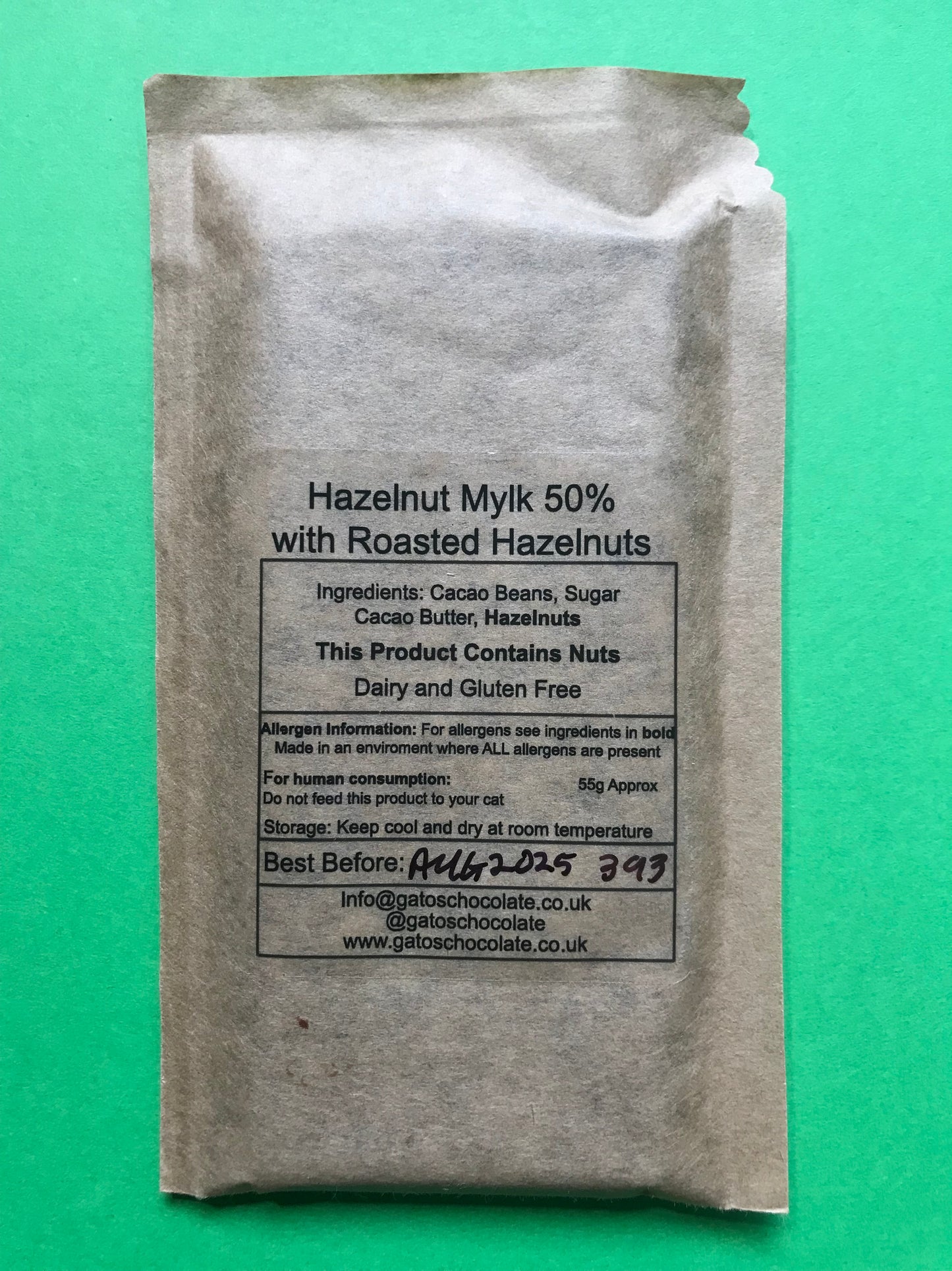 Hazelnut Mylk 50% with added Roasted Hazelnuts. Dairy Free, Small Batch