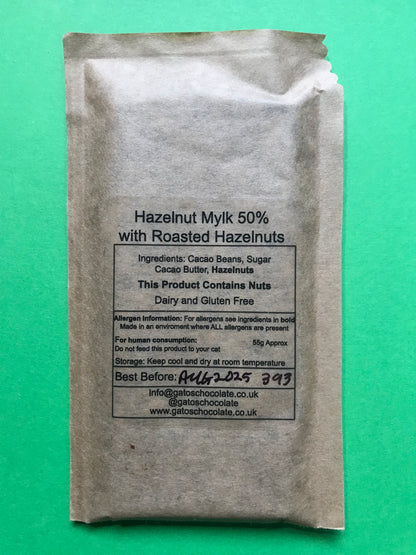 Hazelnut Mylk 50% with added Roasted Hazelnuts. Dairy Free, Small Batch